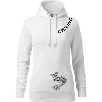 Dámská mikina Cycling nápis šikmo - Mikina dámská Cape s kapucí - XS ( Bílá )