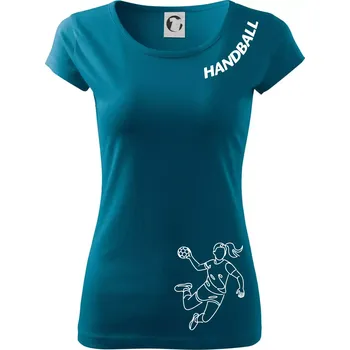 Handball nápis šikmo - holka - Dámské triko Pure - 2XL ( Petrolejová )