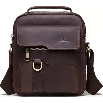 Humerpaul pánská kožená taška Crazy horse Riquier Hnědá 6L