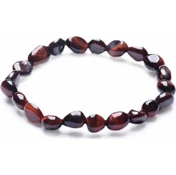 Náramek Tygří oko červené náramek z oválků obvod cca 16 až 22 cm