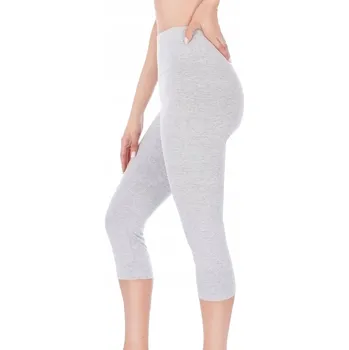 Dámské legíny Dámské 3/4 legíny rybářky bavlněné s vysokým pasem šedé M