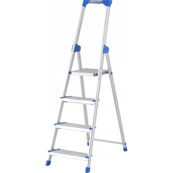 Žebřík Jednostranný hliníkový Žebřík , 4 stupně, široký schod LEMAR 020204