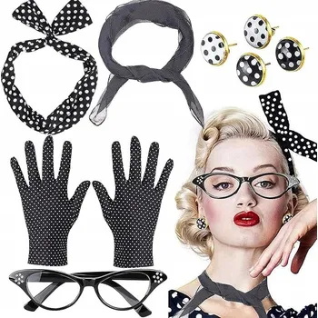 Karnevalový kostým Kostým dámský převlek ve stylu 50. let s puntíky + 1 pár brýlí