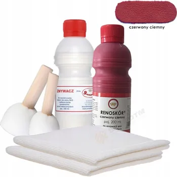 Přípravek pro údržbu obuvi Renoskór Sada pro renovaci kůže TMAVĚ ČERVENÁ barva na boty, kabelky 200 Ml