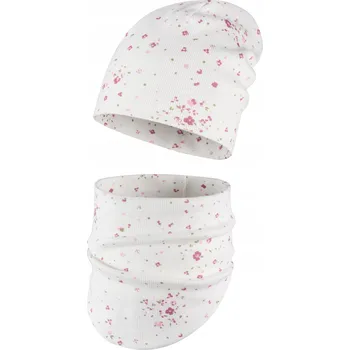 Čepice Čepice beanie a šátek nákrčník bavlněná 50-54 cm KVĚTINY