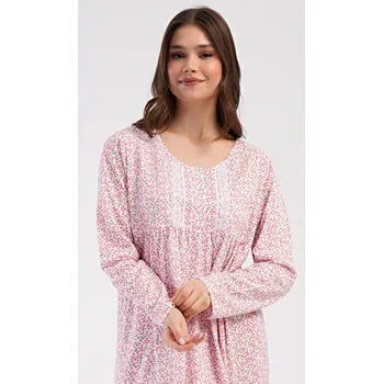 Pánské pyžamo Vienetta: Dámská noční košile Julie s květy a krajkou, fialová 4XL i232_10056_55455957:fialová 4XL