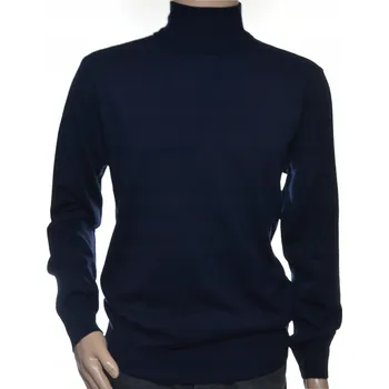 Pánský svetr Pánský svetr s rolákem rolák z kašmíru a merino vlny XL granatowy 303