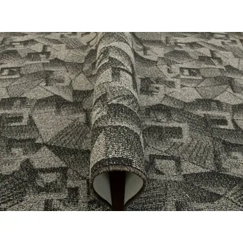 Koberec KOBEREC SMYČKOVÝ ŠEDÝ ČERNÝ GEOMETRICKÝ NA FILCU FLAMINGO 150x300 cm