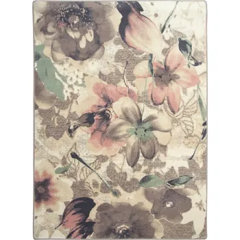 Koberec 80x120 cm PŘÍRODNÍ KOBEREC Z VLNY KVĚTY PASTELOVÉ BARVY