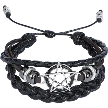 Náramek Náramek - imitace kůže Gotika z Gothicana by EMP - Pentagramm - hnedá/cerná