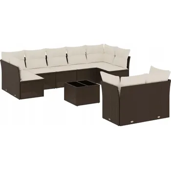 Sedací souprava Ratanová sedací souprava s úložným prostorem a stolkem, hnědá, 55x55x3 cm