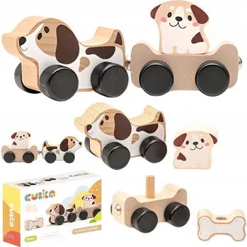 Dřevěná hračka Vzdělávací HRAČKA pro Chlapečka Štěňátka Psi Učení Hrou