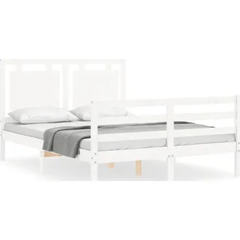 Postel Bílá postel z masivního borovicového dřeva 205,5 x 125,5 x 100 cm