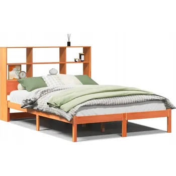 Postel Postel s regálem z masivního borovicového dřeva, voskovaná hnědá 228,5 x 126 x 110 cm