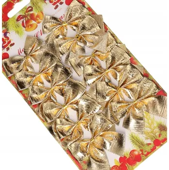 Vánoční dekorace ZLATÉ TŘPYTIVÉ MASTLI NA DEKORACI STROMEČEK, PŘÍVĚSKY, SADA 12 KS DRÁTEK