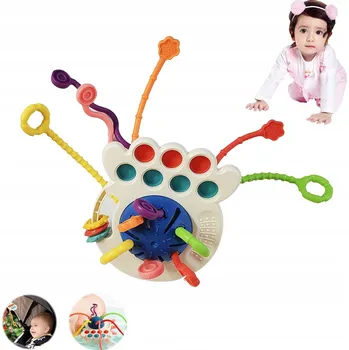 Hračka pro nejmenší SENZORICKÁ HRAČKA MONTESSORI KOUSÁTKO pro miminka 3v1