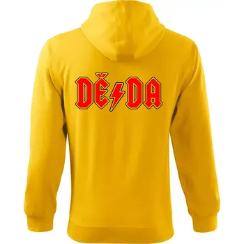 Pánská mikina Rocková rodina - děda - Mikina s kapucí na zip trendy zipper - M ( Žlutá )