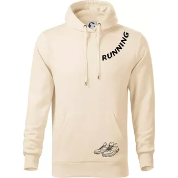 Pánská mikina Running nápis šikmo - Mikina pánská Cape s kapucí - 5XL ( Mandlová )