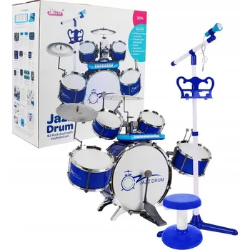 Hudební nástroj pro děti Dětská bicí souprava Ramiz modrá s klávesami a mikrofonem pro děti 3+