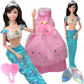 Panenka PANENKA Kouzelná FLITROVÁ MOŘSKÁ VÍLA DUHOVÁ pohyblivé klouby Příslušenství ŠATY