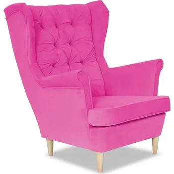 Křeslo Křeslo ušák Gaja skandinávský styl Family Meble sytě růžové, vhodné i do kosmetického salonu