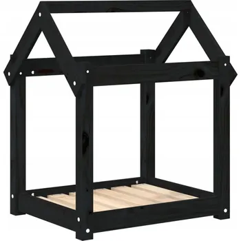 Pelíšek pro psa Pelíšek z masivního borovicového dřeva, černý, 61x50x70 cm