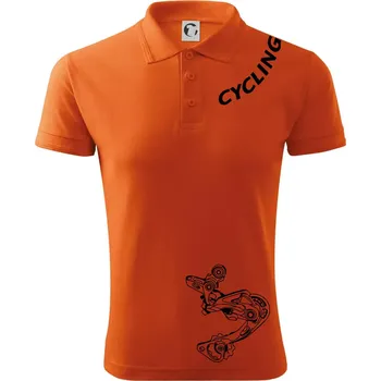 Pánská košile Cycling nápis šikmo - Polokošile pánská Pique Polo 203 - 2XL ( Oranžová )