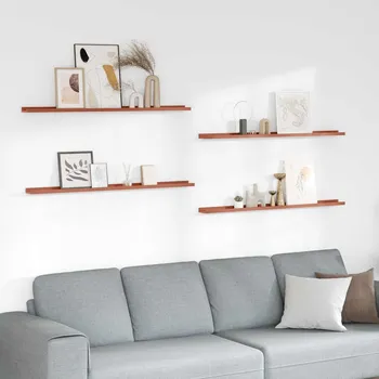 police vidaXL Nástěnná polička 4 pcs Červená 115 x 9 x 3 cm kompozitní dřevo