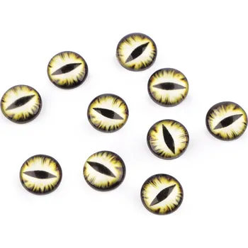 Skleněné oči k nalepení kočka, drak Ø10 a 12 mm, malé, 5 (12 mm) žlutá světlá