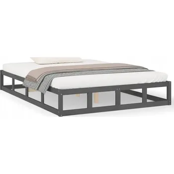 Postel Rám postele 150x200 cm z masivního borovicového dřeva, šedá