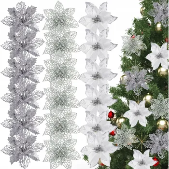 Vánoční dekorace 18 KS VÁNOČNÍ HVĚZDA NA VÁNOČNÍ STROMEČEK KVĚTINY DEKORACE VÁNOČNÍ HVĚZDA OZDOBA DEKORACE