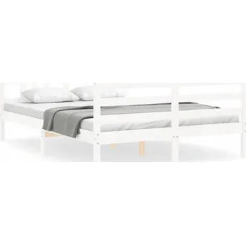 Postel Bílá postel z masivního borovicového dřeva 205,5 x 155,5 x 100 cm