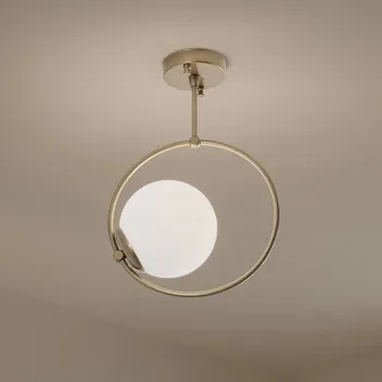 Opviq Stropní světlo Dolunay, Ø 26 cm, zlatá, sklo, E27 - Stínidlo na lampu Ø 15 cm; držák na strop Ø 10 cm zlatá, opálově bílá 1 x 40 W - Doprava zdarma