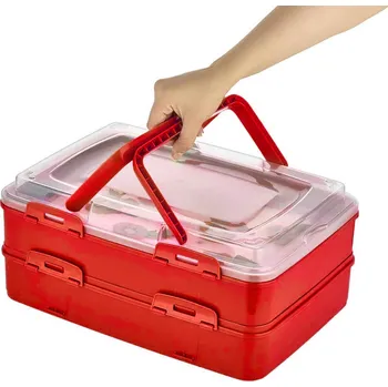 Dóza na potraviny PROHOME - Dóza dvojitá s ručkami různé barvy