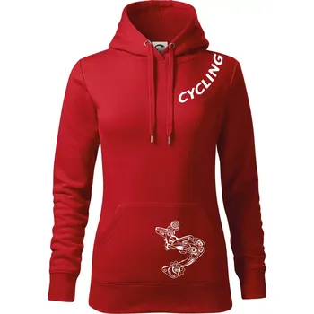 Dámská mikina Cycling nápis šikmo - Mikina dámská Cape s kapucí - L ( Červená )