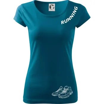 Dámské tričko Running nápis šikmo - Dámské triko Pure - 2XL ( Petrolejová )