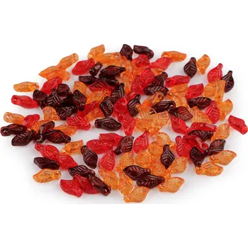 Plastové korálky lístečky mix 5x10 mm, velké, 1 mix oranžová