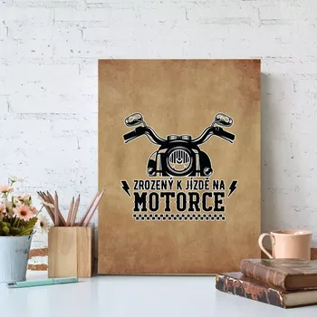 Plechová cedule Sablio Dárková cedulka Zrozený k jízdě na motorce: 30x40 cm