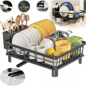 Odkapávač na nádobí ODKAPÁVAČ NA NÁDOBÍ OTOČNÝ OCELOVÝ ODTOK 31x42x18,5 cm