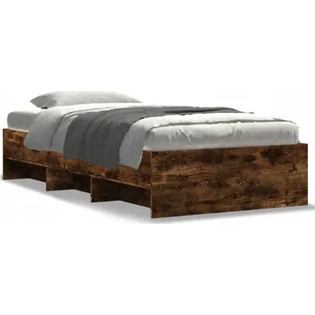 Postel Rám postele s přihrádkami 203x103x35 cm, kouřový dub