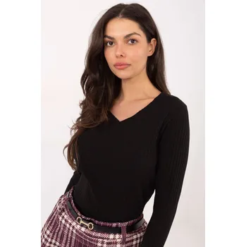 Dámské tričko RUE PARIS Žebrovaná halenka Reeva černá Velikost: S/M