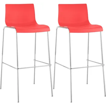 Barová židle LRCZ Sada 2 barových židlí HOVER s plastovým rámem na 4 nohách Barva: Bílá, Barva rámu: černá