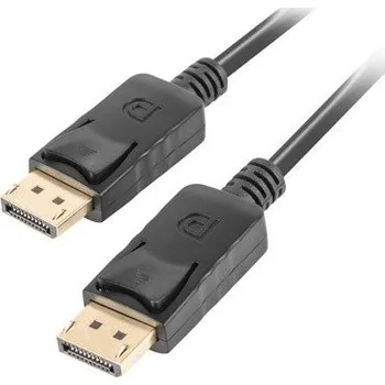 Video kabel LANBERG připojovací kabel DisplayPort 1.2 M/M, 4K@60Hz, délka 0,5m, černý, se západkou, zlacené konektory