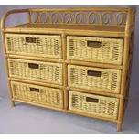 Ratanová komoda 6 zásuvek Medová