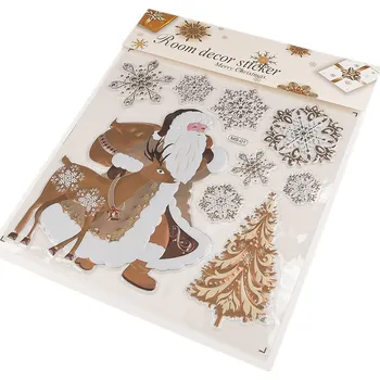 Vánoční dekorace Vánoční samolepky plastické 3D na okna a dveře, střední, 9 zlatá tmavá Santa