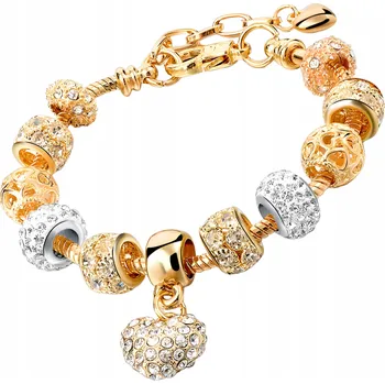 Náramek Modulární náramek s přívěsky zlaté srdíčko