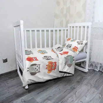 Povlečení Sablio Mikroplyšové dětské povlečení do postýlky Sovy 2 - 120x90 / 40x60