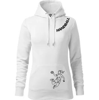 Dámská mikina Handball nápis šikmo 1 - Mikina dámská Cape s kapucí - S ( Bílá )