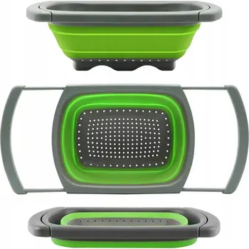 Cedník a síto Skládací silikonový cedník/odkapávač na dřez, roztažitelný