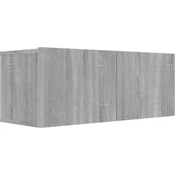 Televizní stolek TV stolek pod televizor s výklopnými dvířky, šedý dub sonoma, 80x3